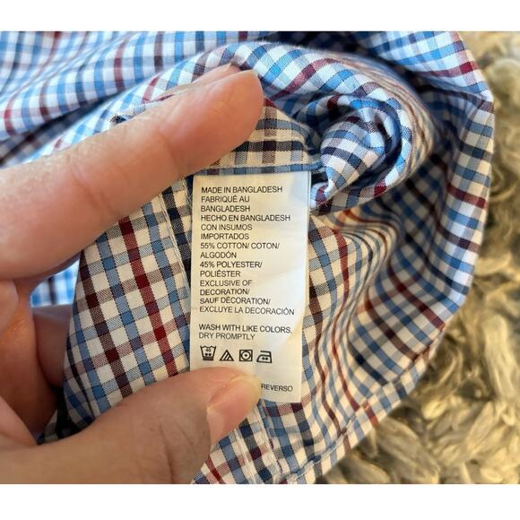 IZOD Blue/Burgundy Checkered Button-Down Mens Size 2XL - Picture 4 of 7